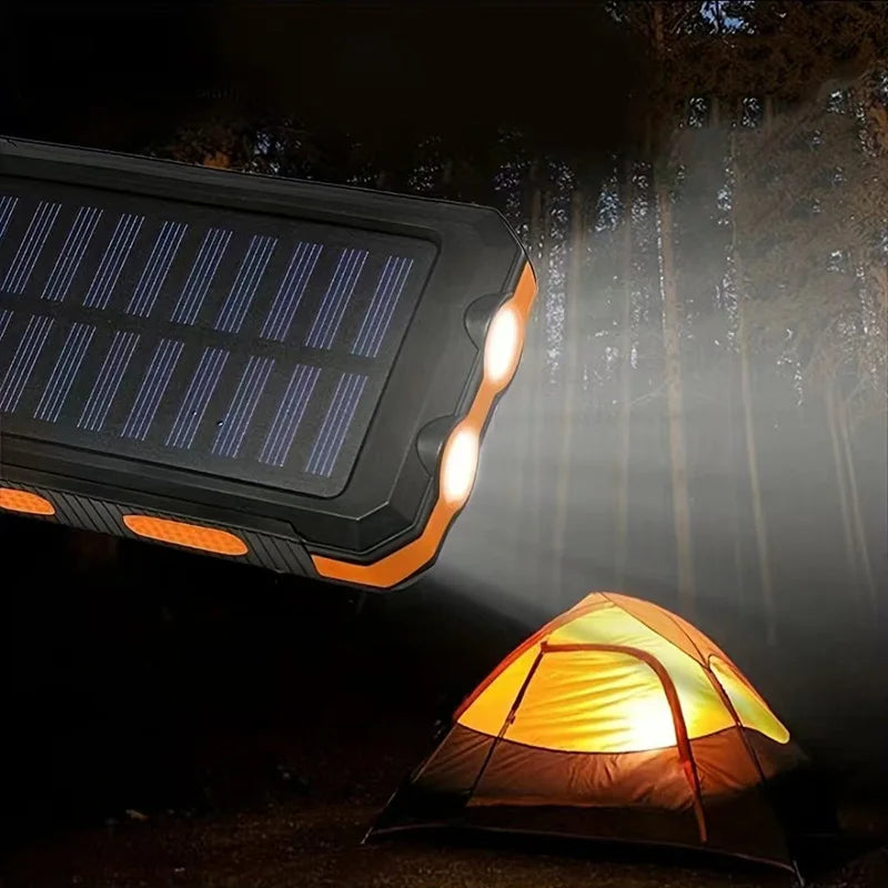 200000mah Waterproof Solar Powerbank Portable Large Capacity Charger Solar Fast Charging Waterproof With Compass For Ios Android