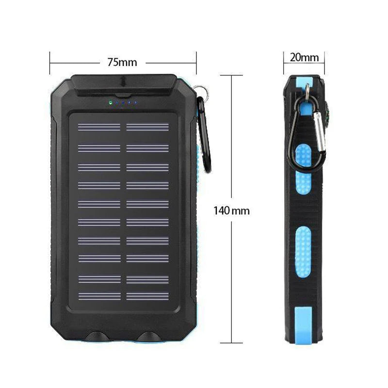 200000mah Waterproof Solar Powerbank Portable Large Capacity Charger Solar Fast Charging Waterproof With Compass For Ios Android