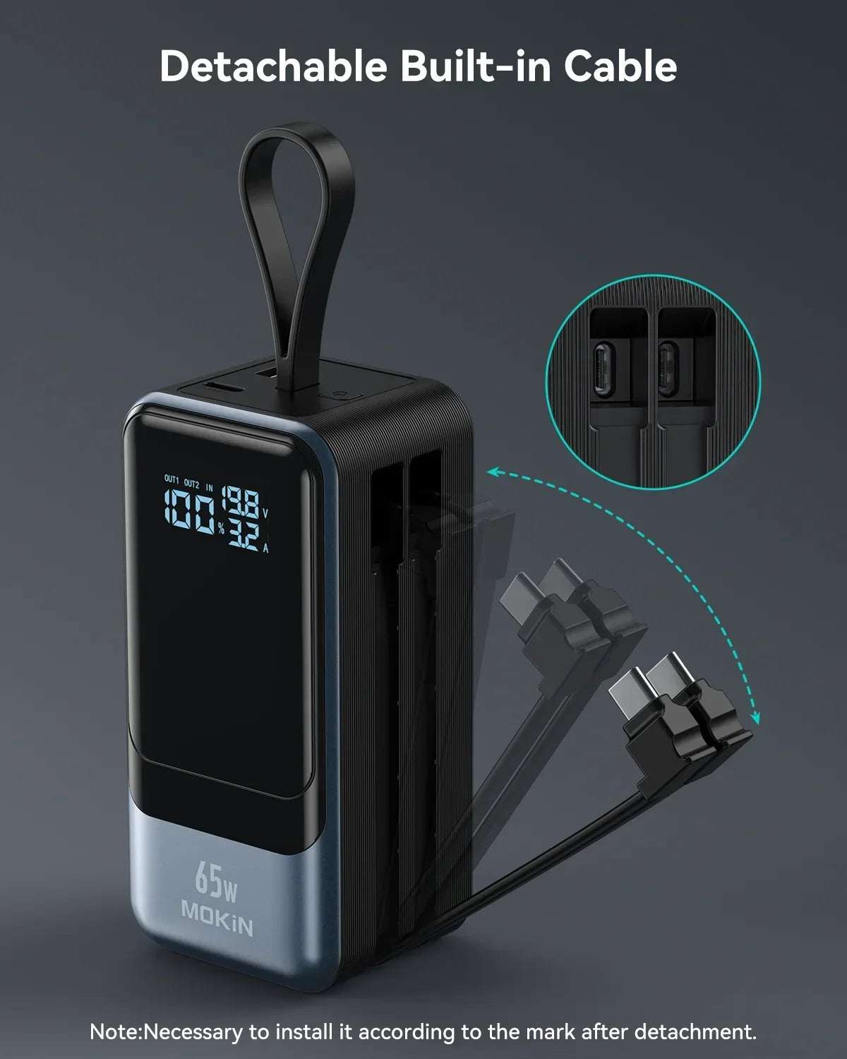 65W Power Bank with Fast Charging Battery Pack for MacBook, Laptop, iPhone, iPad, Android