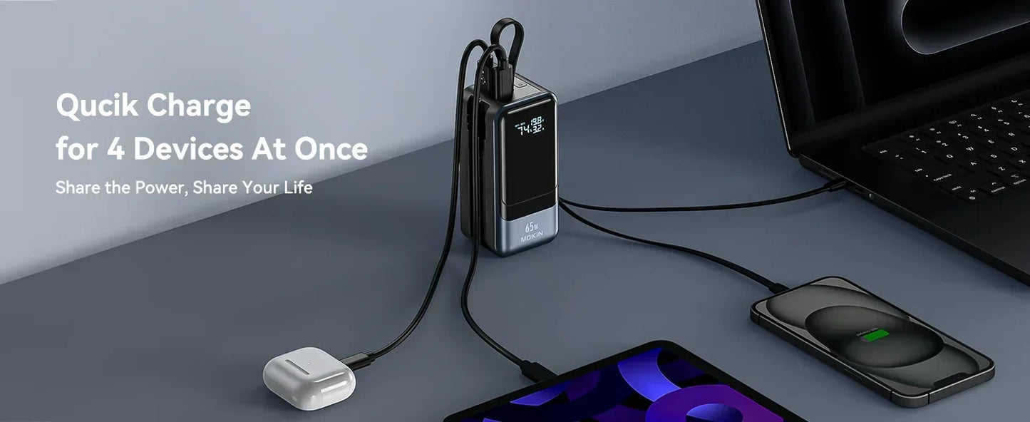 65W Power Bank with Fast Charging Battery Pack for MacBook, Laptop, iPhone, iPad, Android
