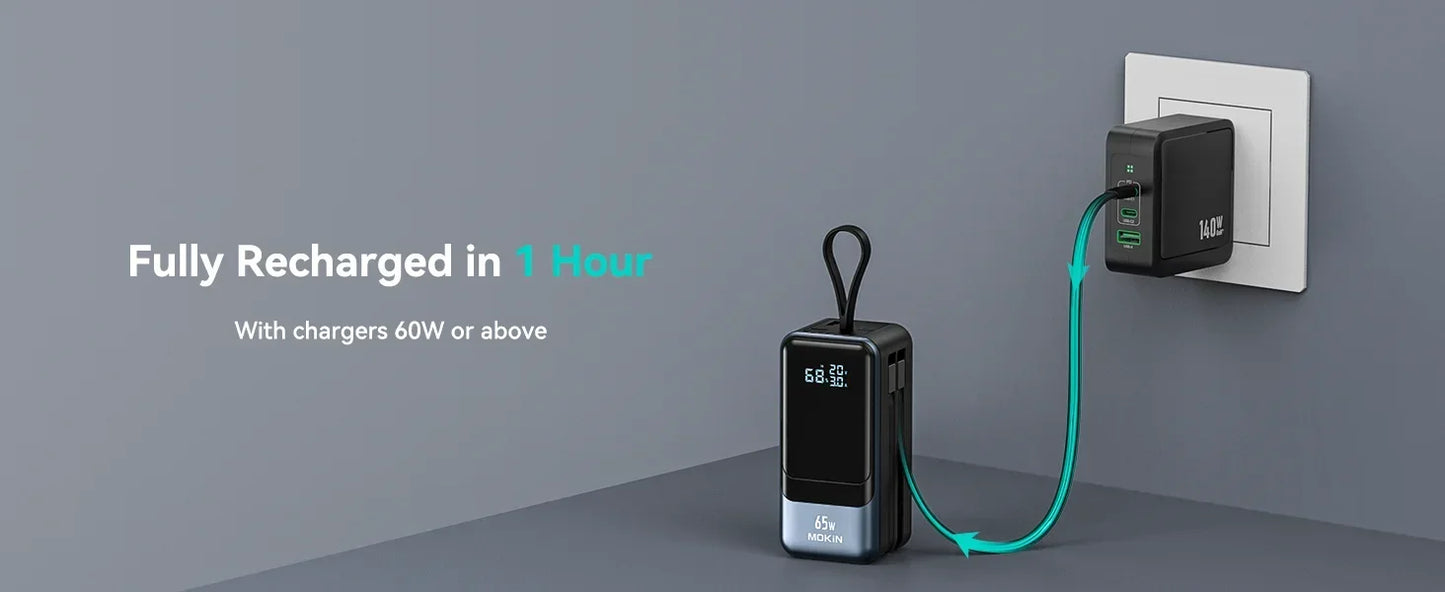 65W Power Bank with Fast Charging Battery Pack for MacBook, Laptop, iPhone, iPad, Android