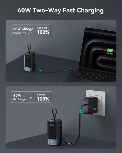 65W Power Bank with Fast Charging Battery Pack for MacBook, Laptop, iPhone, iPad, Android